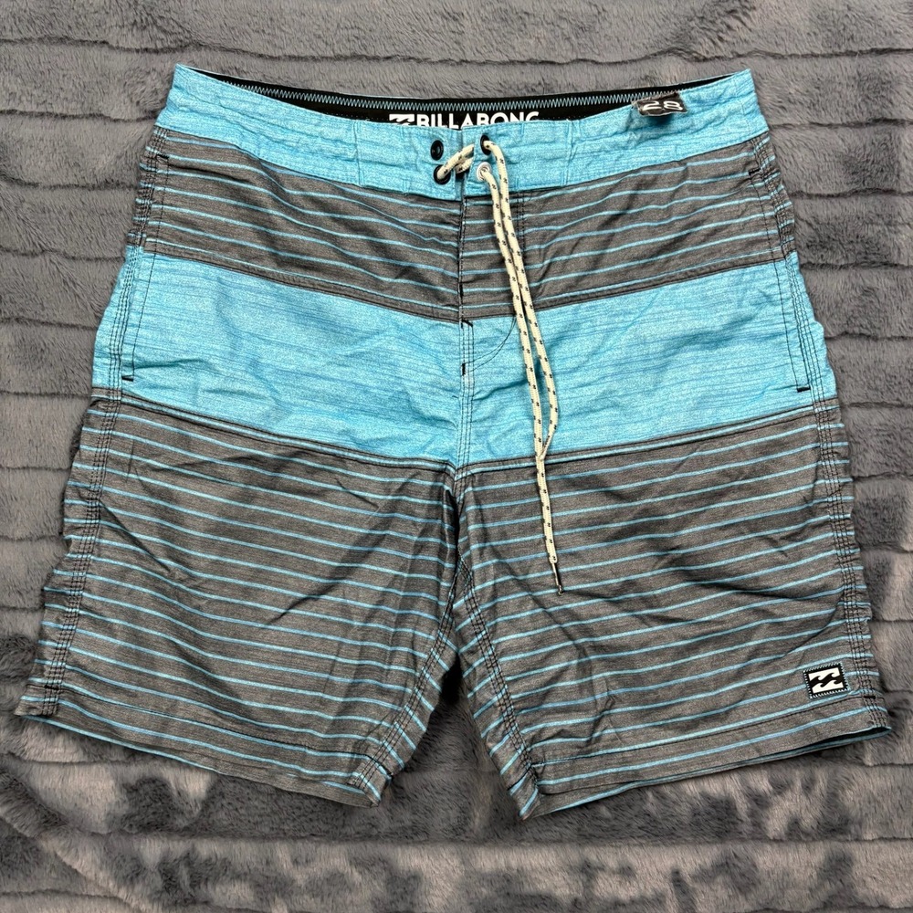 Billabong Lo Tides Mens Striped Board Shorts Blue Gray Size 28 M116ESTP